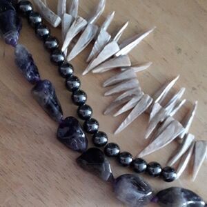 Shell, Amethyst and Hematite Bead Bundle LL108